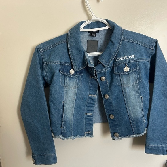 Bebe Girls 7-8 crop denim coat new condition- did not fit - Picture 2 of 11